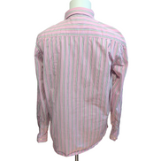 Nautica chemise 80s two ply coton rose pâle rayures vertes XL