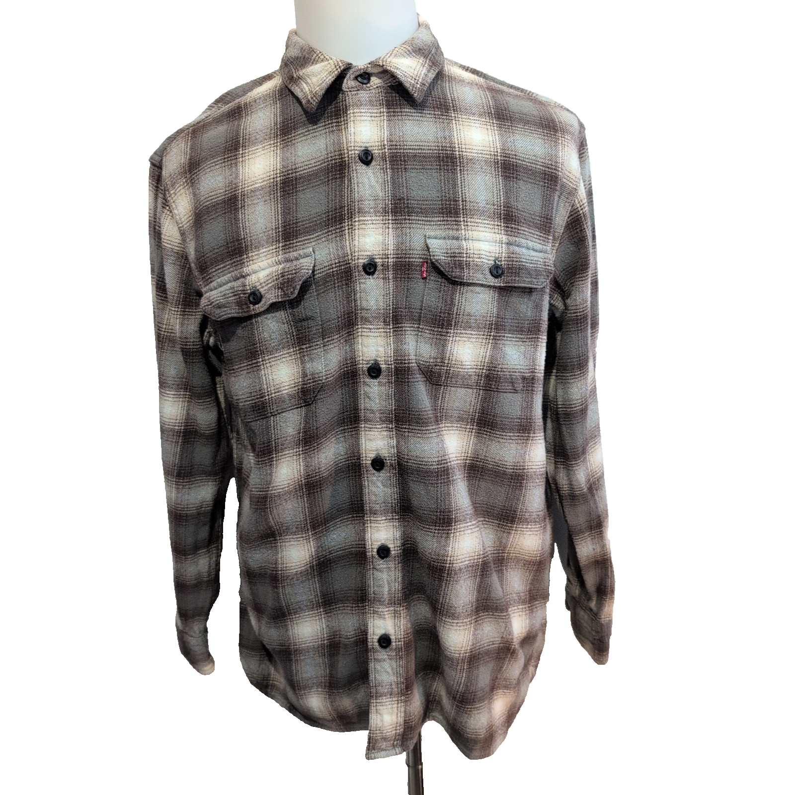 Chemise Levi's Vintage Flanelle Épaisse Carreaux Marron / Beige Taille L