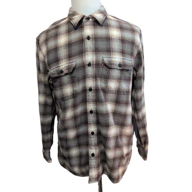 Chemise Levi's Vintage Flanelle Épaisse Carreaux Marron / Beige Taille L