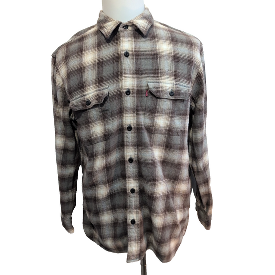 Chemise Levi's Vintage Flanelle Épaisse Carreaux Marron / Beige Taille L