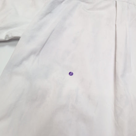Chemise Ralph Lauren L Blanc Uni Logo Bleu Manches Courtes