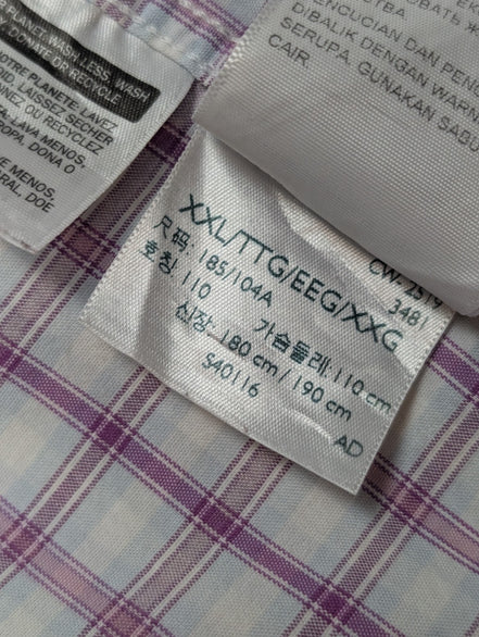 Chemise manches courtes Dockers violet à carreaux taille XXL #184msch