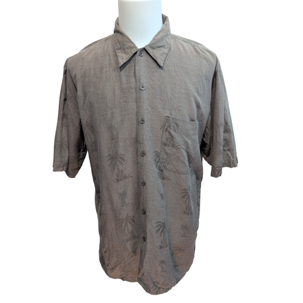 Chemise Hawaïenne Cabana Soie Coton Marron Palmiers Taille XL