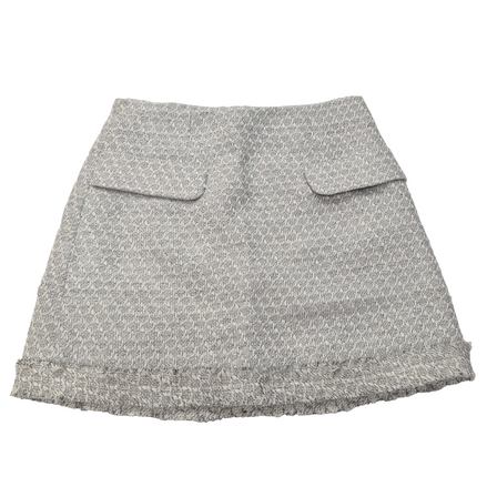 Mini Jupe Femme M Cubic Gris Blanc Doublée Chaude Neuve Sans Étiquette