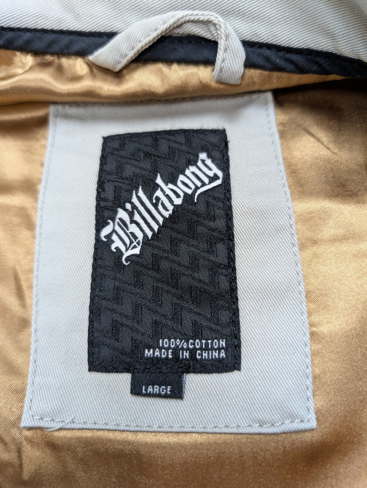 Blouson Billabong Homme L Crème Veste Harrington Coton Vintage Logo Brodé Dos