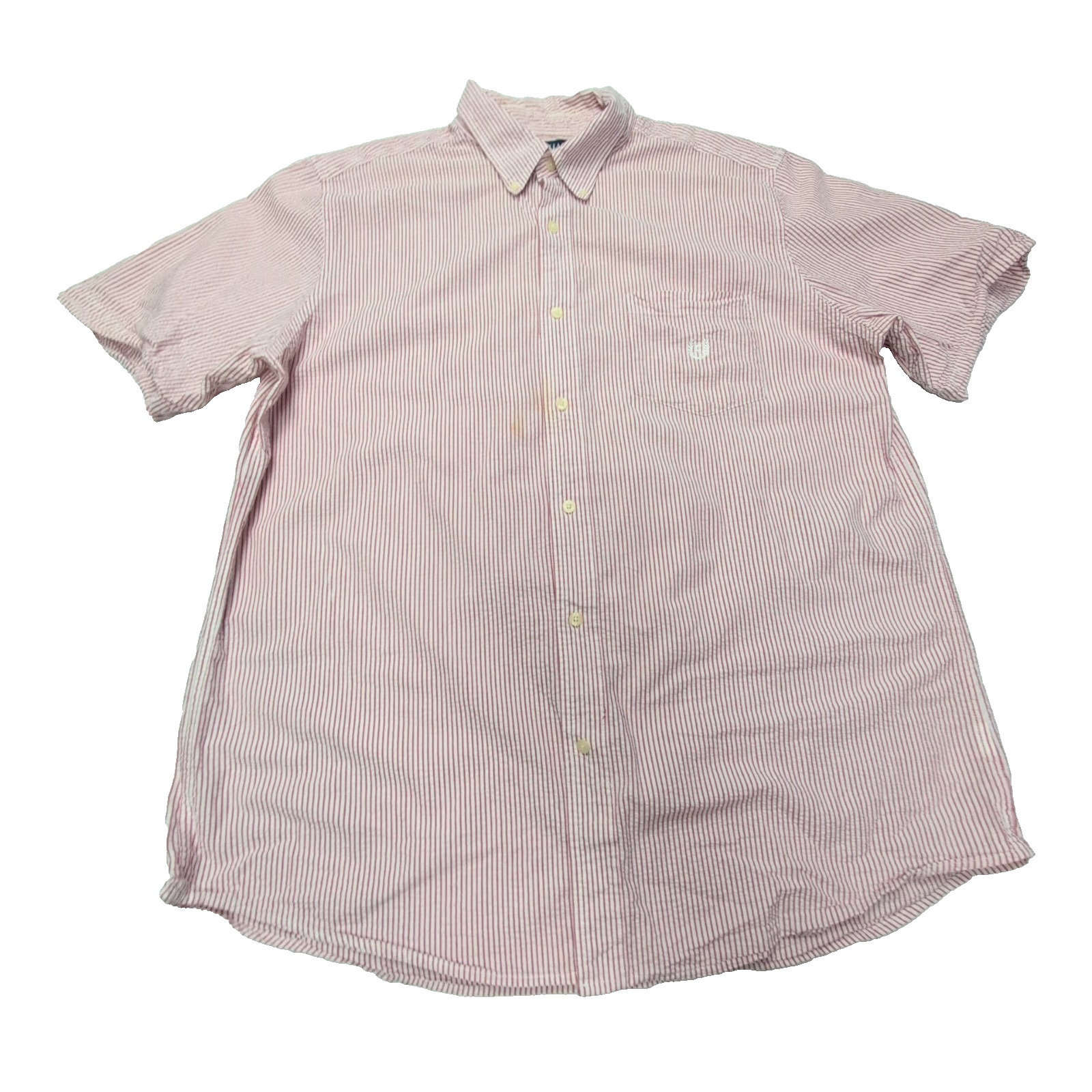 Chemise CHAPS à rayures rouge manches courtes taille XL #110e