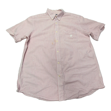 Chemise CHAPS à rayures rouge manches courtes taille XL #110e