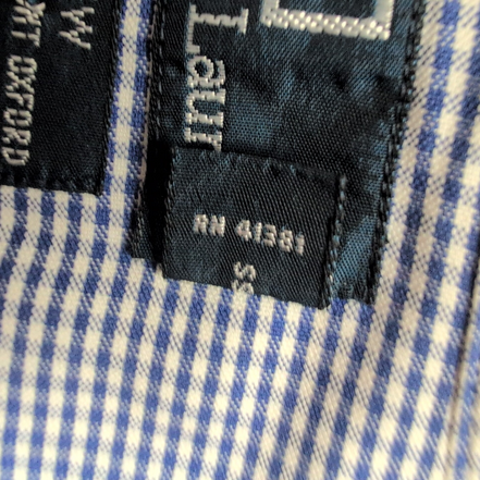 Chemise Polo Ralph Lauren Andrew XL/XXL Bleu Carreaux Pinpoint Oxford