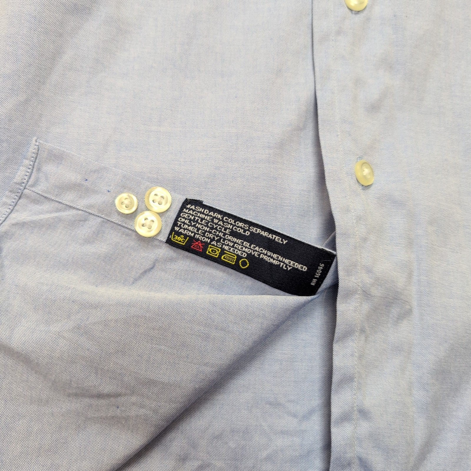 Chemise Nautica Two Ply L XL 16.5 Bleu Coton Hong Kong Logo Brodé Poche