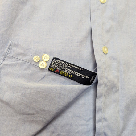 Chemise Nautica Two Ply L XL 16.5 Bleu Coton Hong Kong Logo Brodé Poche