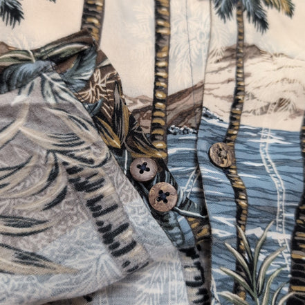 Chemise Hawaïenne Batik Bay XXL Bleu Marine Palmiers Rayonne manches courtes