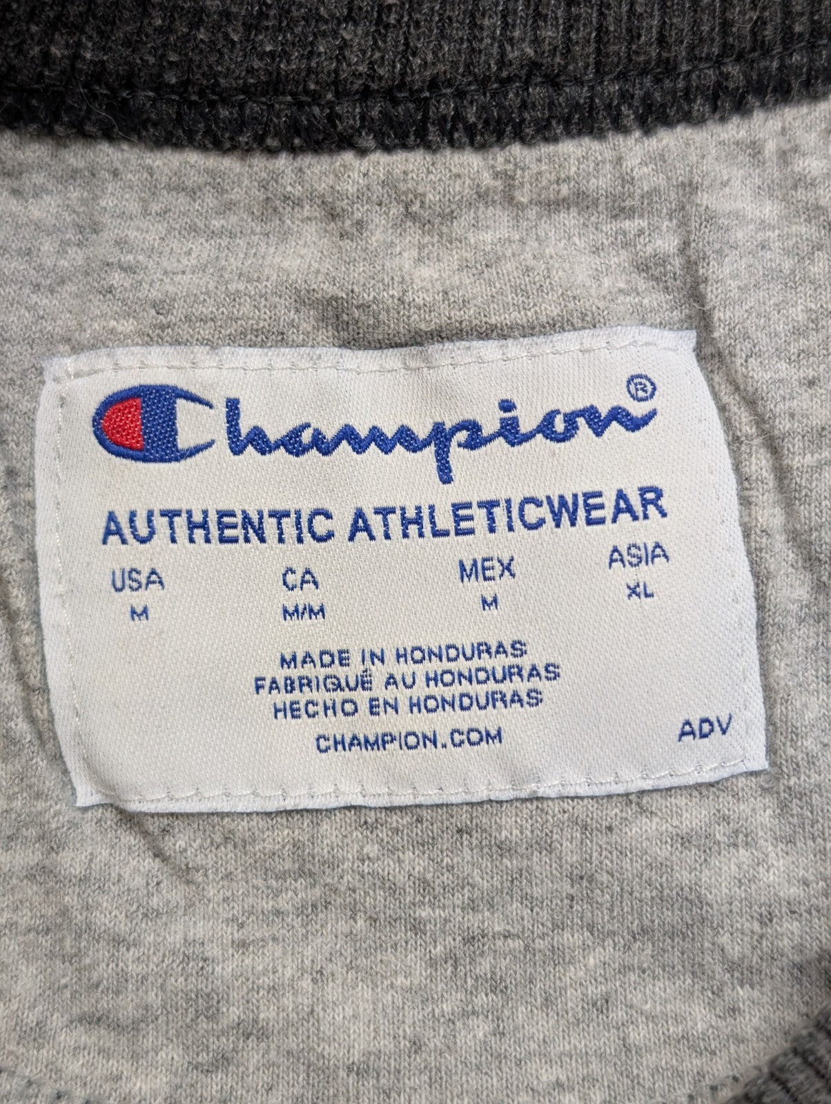 ➜ Sweat Col Rond Champion Vintage - Grand Logo Brodé - Gris - Taille M