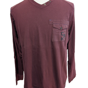 T-Shirt Manches Longues Bordeaux CBK - Taille XL - Poche à Rabat - Neuf sans Éti
