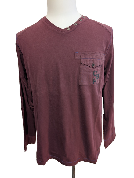 T-Shirt Manches Longues Bordeaux CBK - Taille XL - Poche à Rabat - Neuf sans Éti