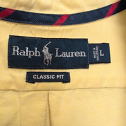 Chemise Ralph Lauren L Jaune Uni Logo Marron Coton Manches longues