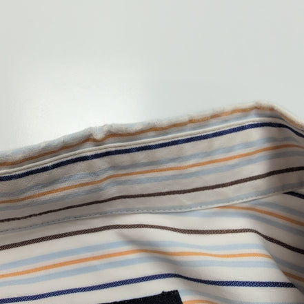 Chemise BURBERRY 100% Coton Taille 8 3XL Blanc Rayures Logo Brodé Manches courte