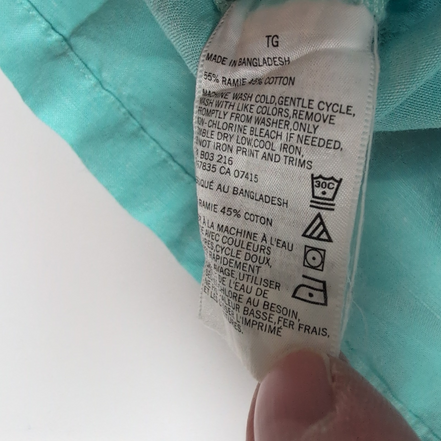 Chemise Nautica XXL/3XL Bleu Turquoise Uni Ramie (lin) Coton Manches Courtes