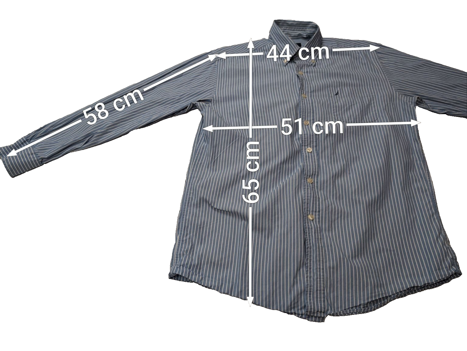 Chemise Nautica à Rayures Bleues & Blanches - Taille M