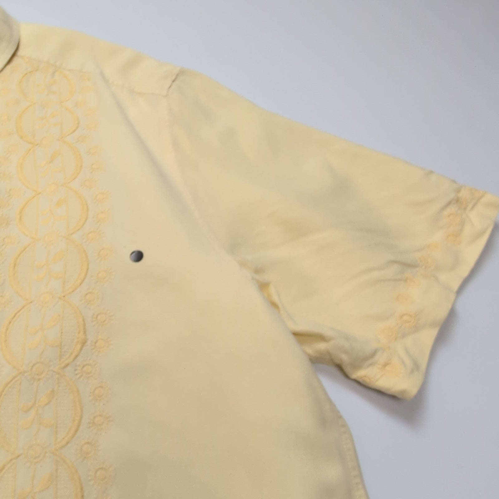 Chemise Hawaïenne Visitor XL Lin Rayonne Style Cuba Panama Jaune Pâle