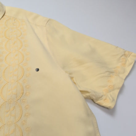 Chemise Hawaïenne Visitor XL Lin Rayonne Style Cuba Panama Jaune Pâle
