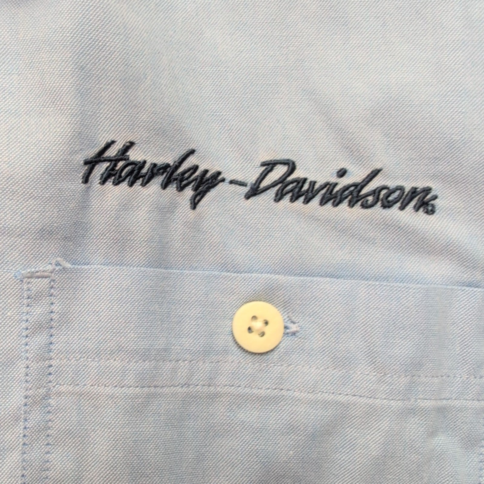 Chemise Harley Davidson M Bleu Logo Manche Brodé 2 Poches manches longues