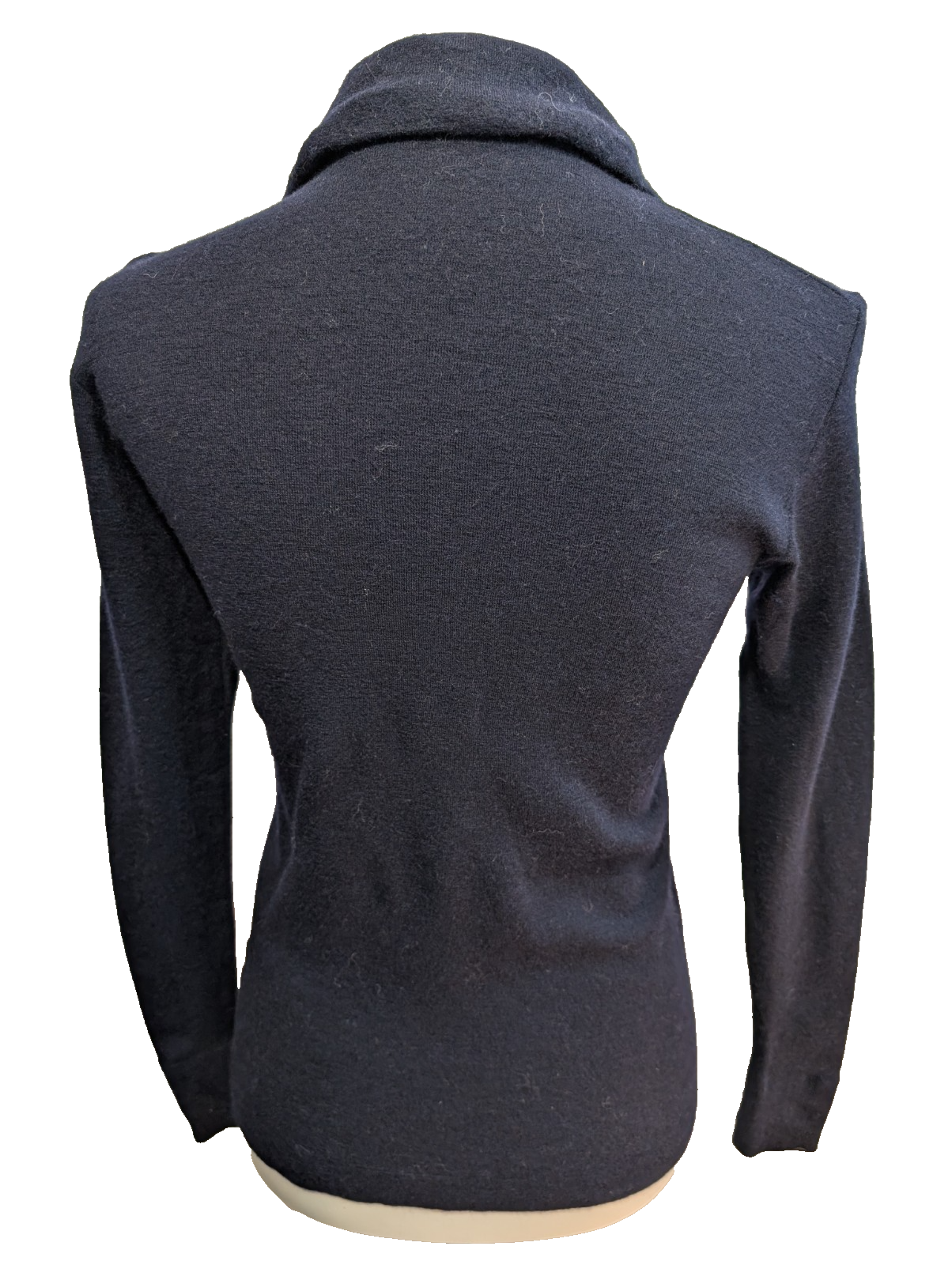 Pull Fila Vintage Femme Bleu Marine Col Zippé Toucher Cachemire - Taille 38
