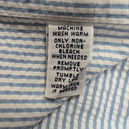 Chemise Ralph Lauren XXL Bleu Rayures Gaufrées Logo Rose Manches Courtes