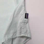 Chemise Patagonia L vert pâle rayures coton bio manches courtes