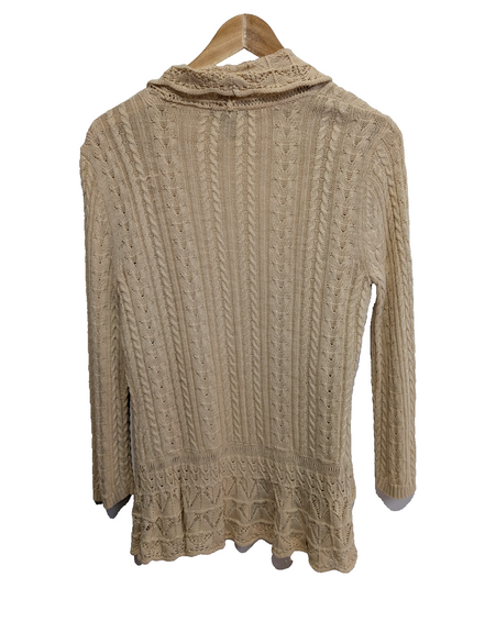 Gilet Lauren Ralph Lauren femme S beige coton torsadé dentelle cardigan
