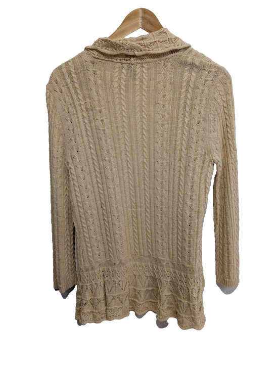 Gilet Lauren Ralph Lauren femme S beige coton torsadé dentelle cardigan