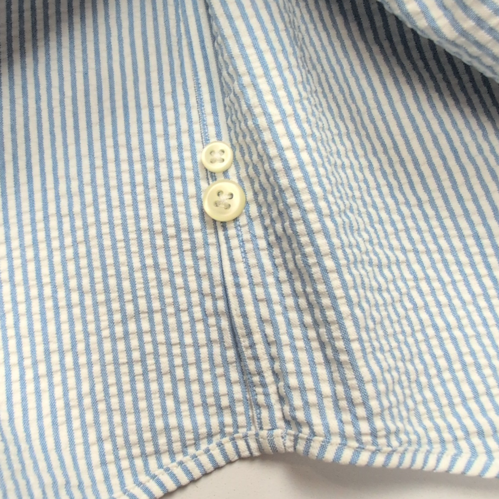 Chemise Ralph Lauren XXL Bleu Rayures Gaufrées Logo Rose Manches Courtes