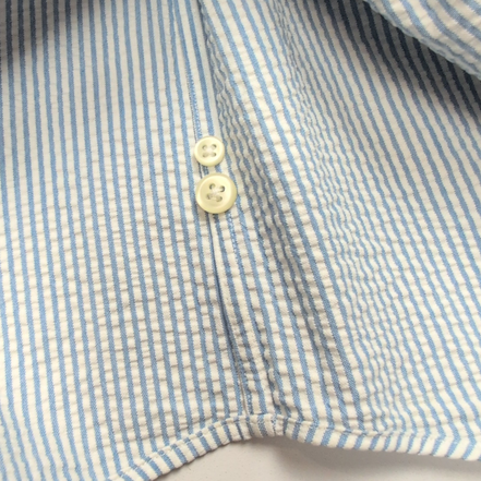 Chemise Ralph Lauren XXL Bleu Rayures Gaufrées Logo Rose Manches Courtes
