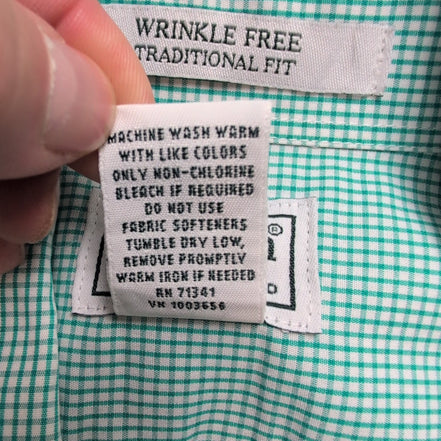 Chemise L.L. Bean verte à carreaux manches courtes taille XL/XXL #28e