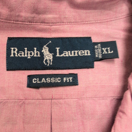 Chemise Ralph Lauren Taille XL Classic Fit Bordeaux Unie Coton Logo Bleu