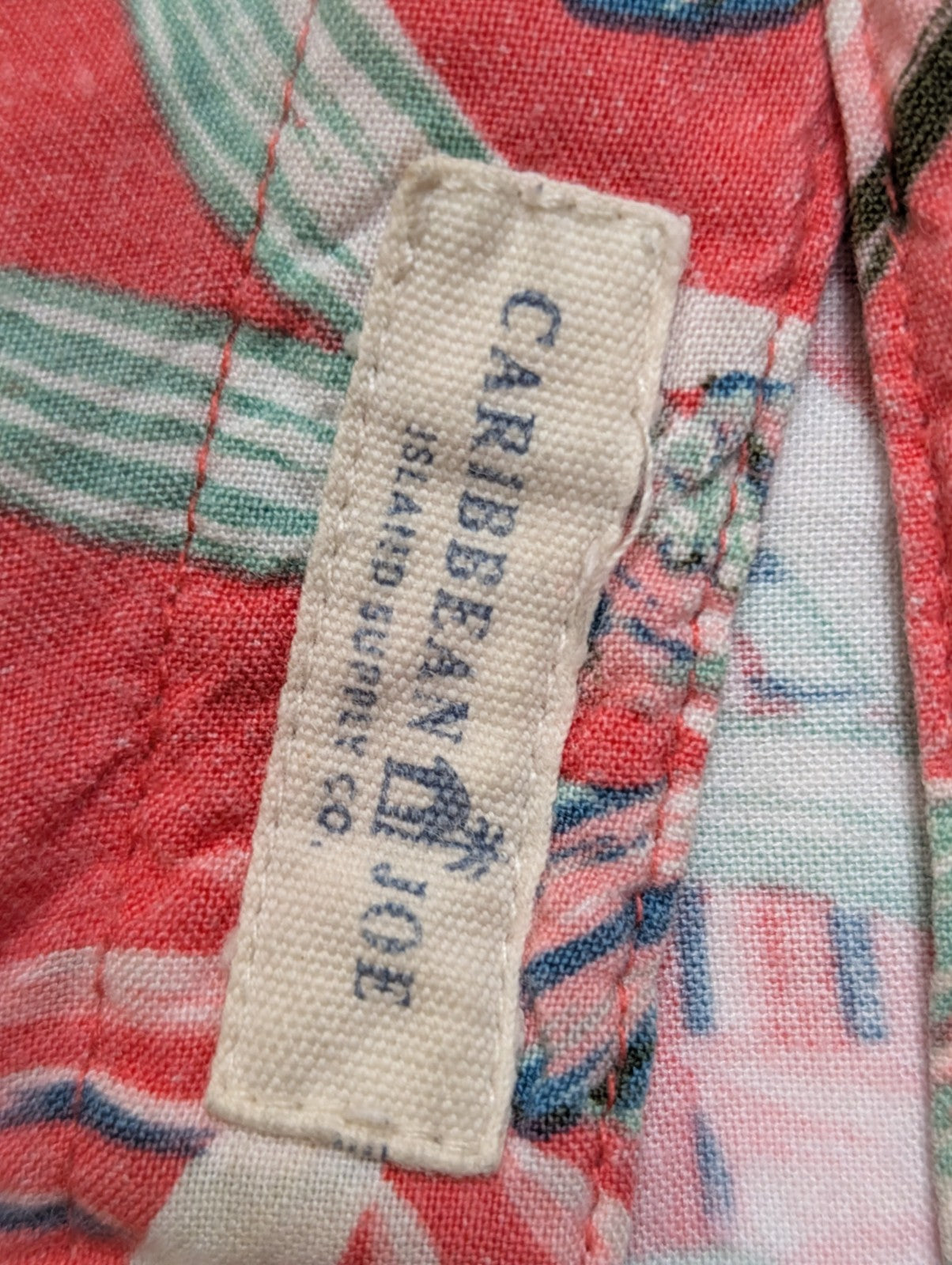 Chemise Hawaïenne Caribbean Joe Rayon Rouge Clair & Fleurs Vertes - Taille M