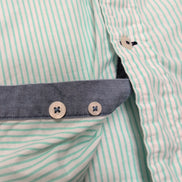 Chemise Nautica XXL Vert Pâle Rayures Logo Brodé Coton manches longues