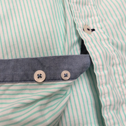 Chemise Nautica XXL Vert Pâle Rayures Logo Brodé Coton manches longues