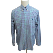 Chemise Ralph Lauren Custom Stretch L Bleu Turquoise Carreaux Logo Bleu