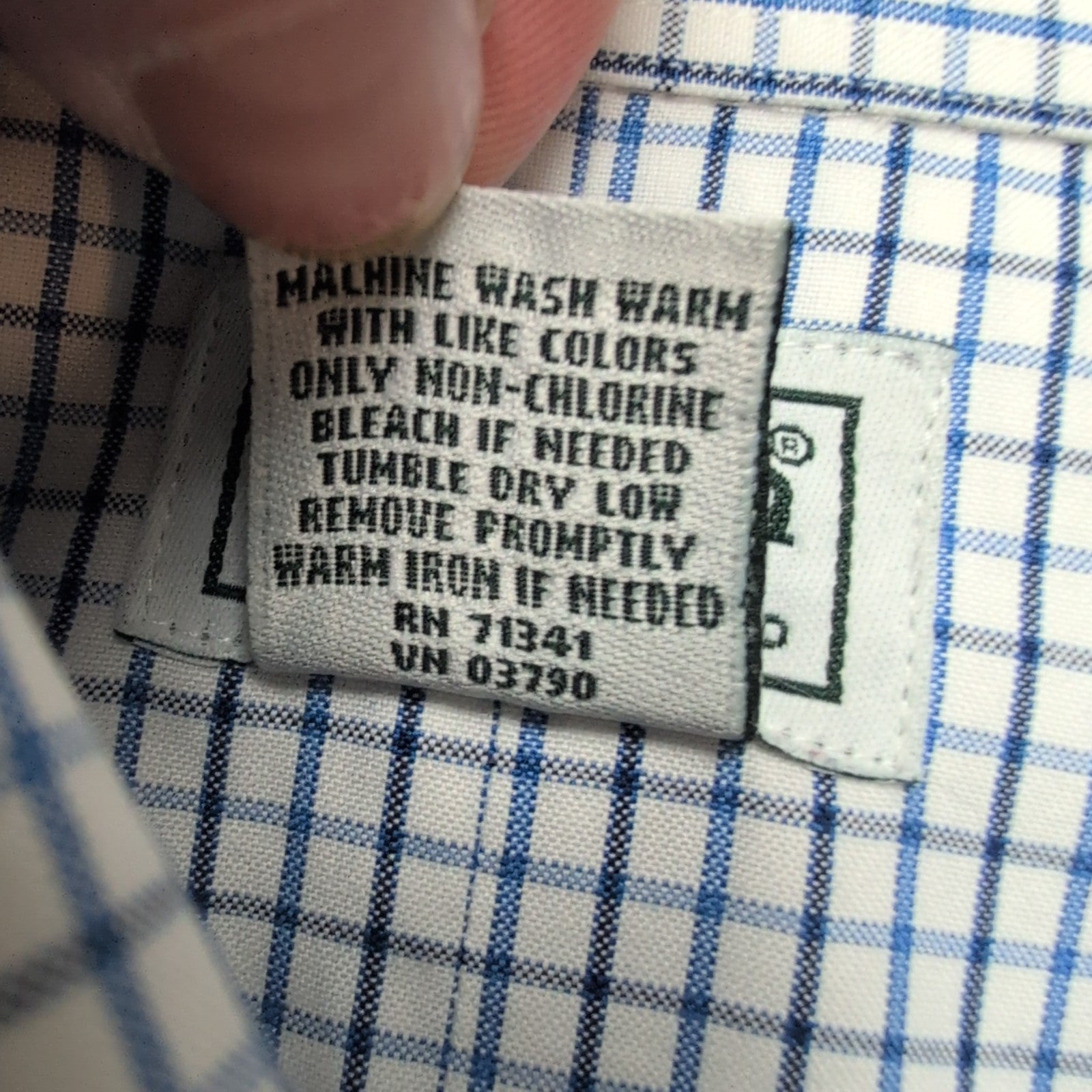 Chemise LL Bean bleu carreaux manches longues Wrinkle Resistant 1 poche L (2XL)