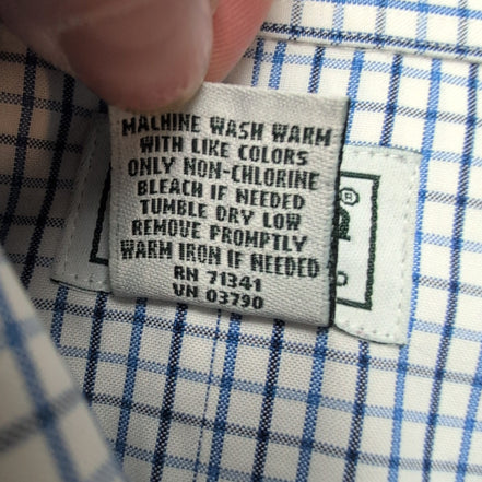 Chemise LL Bean bleu carreaux manches longues Wrinkle Resistant 1 poche L (2XL)