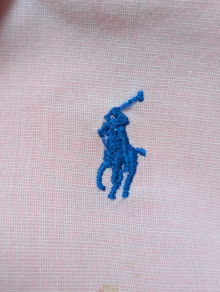 Chemise Ralph Lauren Homme S Manche Courte Rose Classic Fit Logo Bleu Petite Tai