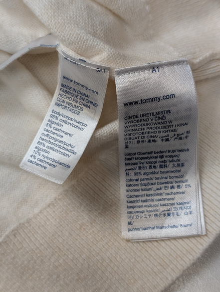 Pull Tommy Hilfiger Homme Col Montant Blanc Cassé - Coton Pima & Cachemire - M