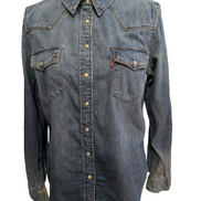 Chemise LEVI'S Femme Western Jean Denim Bleu Manches Longues - Taille L