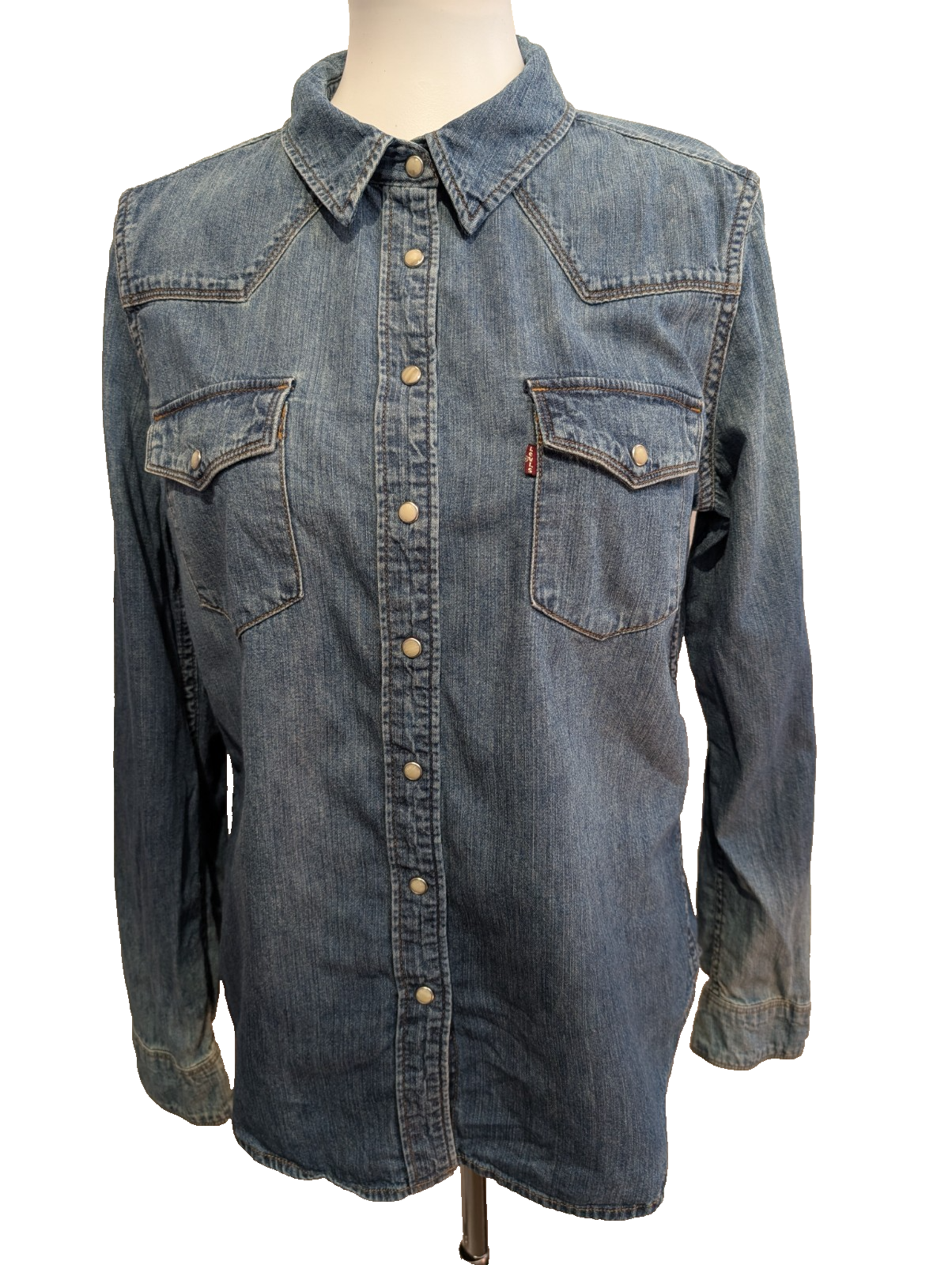 Chemise LEVI'S Femme Western Jean Denim Bleu Manches Longues - Taille L