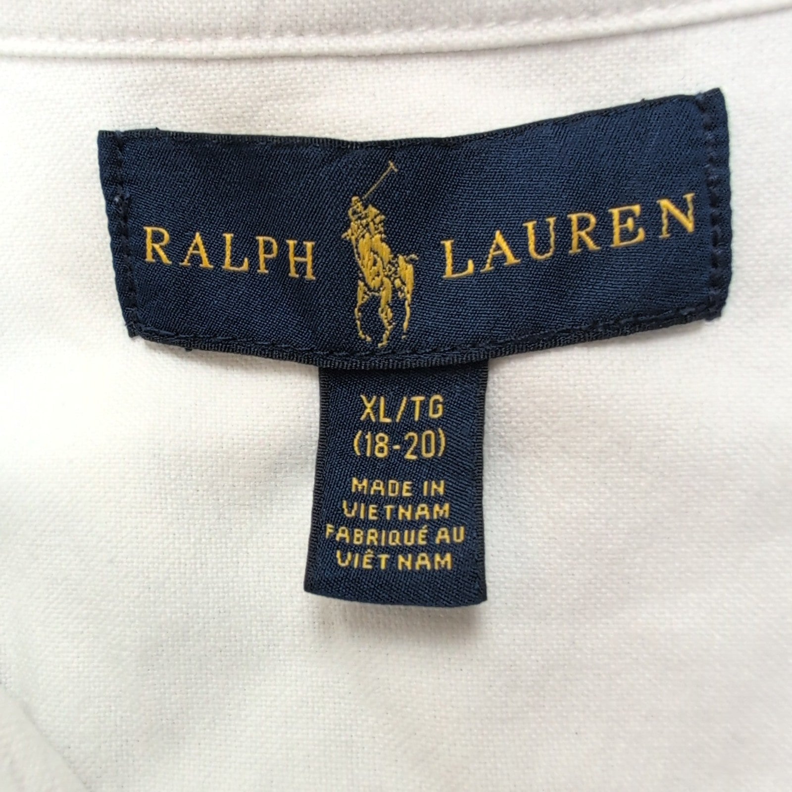Chemise Ralph Lauren Enfant XL 18-20 Blanche Logo Blanc Button Down Shirt