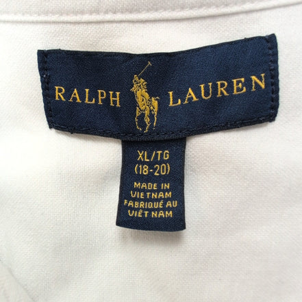 Chemise Ralph Lauren Enfant XL 18-20 Blanche Logo Blanc Button Down Shirt