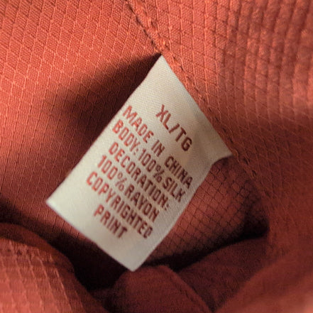 Chemise Hawaïenne Tommy Bahama Soie Orange Brodée Dos XL Tropical