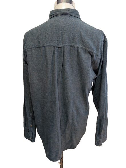 🏔️ Chemise EDDIE BAUER L Flanelle Coton Bleu Marine Chiné |298S