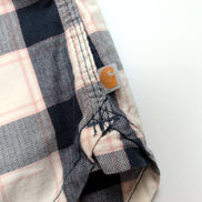 Chemise Carhartt Femme XL Bleu Marine Blanc Carreaux Coton Manches Courtes