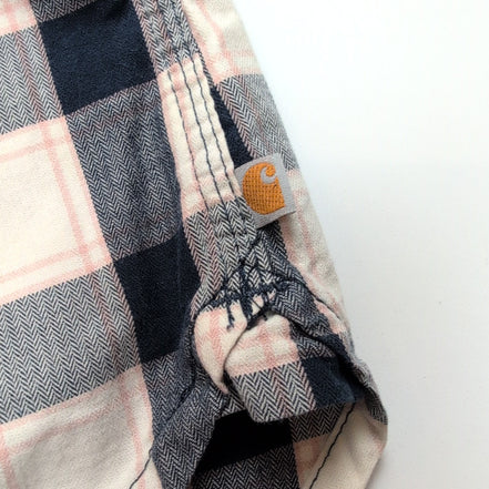 Chemise Carhartt Femme XL Bleu Marine Blanc Carreaux Coton Manches Courtes